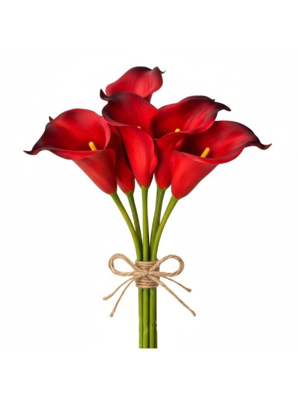 Artificial Red Calla Lily Stems Real Touch Faux Flowers 14 Inch Set of 5